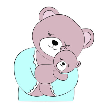 Cute bear and her child vector illustration