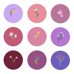 A set of flower stickers for your daily planner