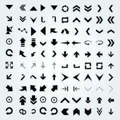 Fototapeta na wymiar 100 Arrow icons, symbols and vectors, can be used for web, print and mobile