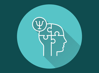 Psychology icon with long shadow for graphic and web design.