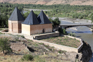 Tombs of Behramshah and Melik Gazi. Kemah, Erzincan. The tombs by the river were built during the Seljuk period.