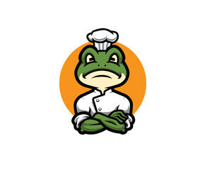 Frog chef cartoon mascot illustration