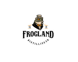 Frog mascot liquor logo illustration