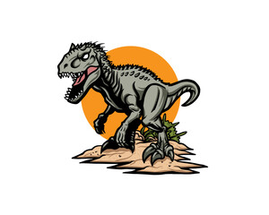 Roaring indominus rex dinosaur worlds illustration