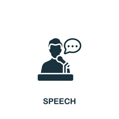 Speech icon. Monochrome simple Business Training icon for templates, web design and infographics