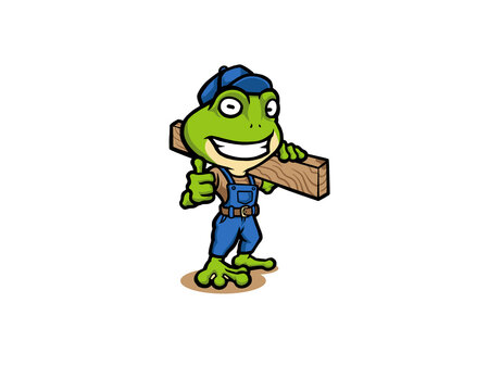 Frog cartoon of construction workers illustration