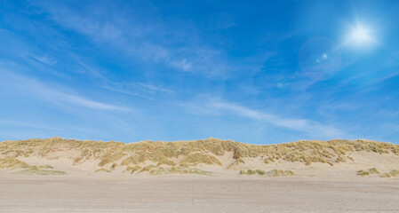 sand dunes in the coast of Nord Sea in Netherlands