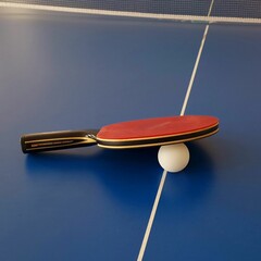 racket and tennis ball lie on the table