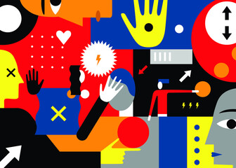 thinking,psychology - abstract vector illustration