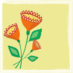 Birthday card with Sun flowers  on the yellow background