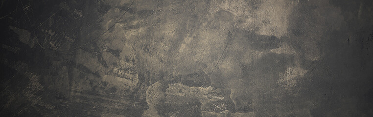 Black wall scratched, Panoramic black plaster wall surface - obrazy, fototapety, plakaty