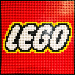 Naklejka premium London, UK - 27th March 2022: The word LEGO written in lego blocks in the London store. This popular Danish toys has been in production since 193