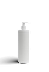 cosmetic bottle mockup with silver cap. realistic illustration. 3d rendering.