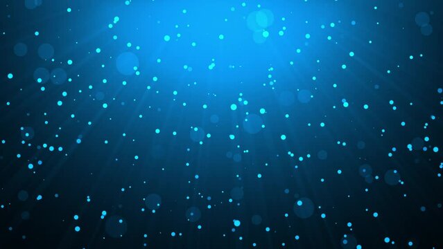 Animated background with slowly falling particles that are illuminated by light and the resulting rays.