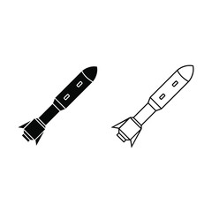 Cruise missile vector icon set. bombardment illustration sign collection. bomb shelter symbol or logo.