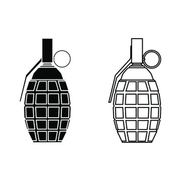 Grenade vector icon set. weapon illustration sign collection. army symbol or logo.