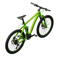 Green mountain bike on an isolated white background. 3d rendering.