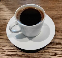 Turkish coffee in a white cup, Turkish coffee background concept idea
