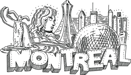 Montreal. Sketchy hand-drawn vector illustration.