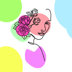 Line drawing woman face, line art women. modern line art, vector.