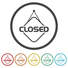Closed Label sign. Set icons colorful
