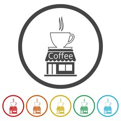 Coffee Shop logo. Set icons colorful