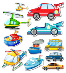 Sticker set of different vehicles
