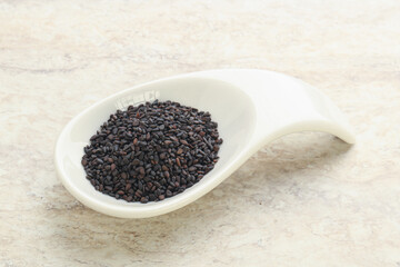 Black sesame seeds in the bowl