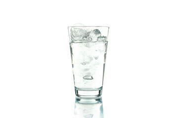 Glass of water with ice isolated on white background