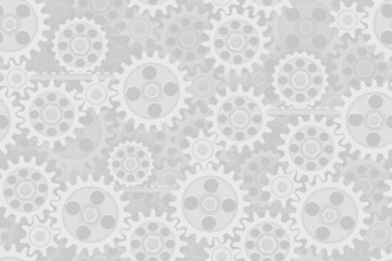 Seamless gears pattern tech background. Industrial mechanics light texture. Layered white web page fill backdrop. Technology wrapping paper design