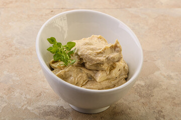 Vegan food - hummus with olive oil