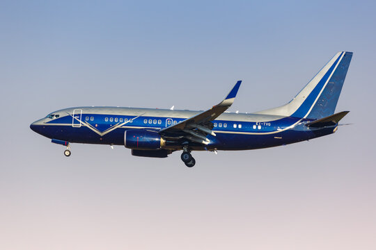 Charter Jets Boeing 737-700 BBJ airplane Milan Linate airport in Italy