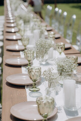 banquet table setting at a wedding
