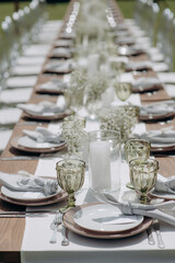 banquet table setting at a wedding