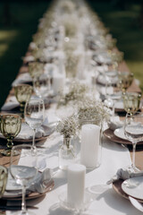 banquet table setting at a wedding