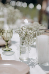 banquet table setting at a wedding