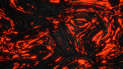 Ground hot lava. Abstract nature pattern- faded flame. 3D illustration of volcanic eruption lava
