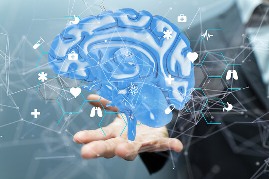 Global network. Blockchain. 3D illustration. Neural networks and artificial intelligence. Abstract