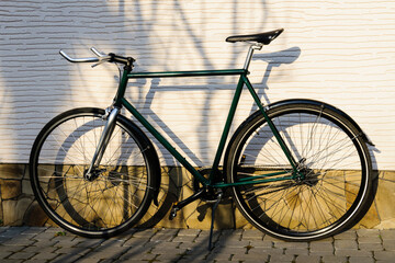 Fototapeta na wymiar close up of fixed gear bike, old vintage bicycle
