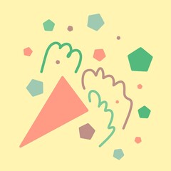 Party Popper. Exploding festive Popper with confetti. The element of celebrating a new year, birthday and any holiday. Flapper for celebration decoration design emoji. Flat icon. Party confetti.