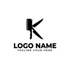 Initial K kitchen tool logo design vector