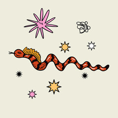 Modern vector abstract illustration. Boho style. It is well suited for banner, poster, fabric printing. Editable clipart