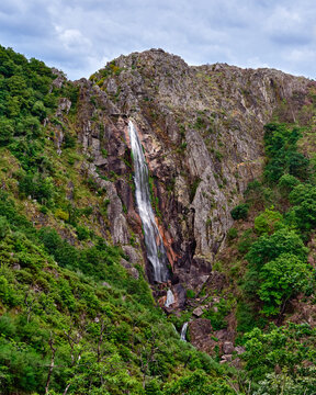Beautiful landscape of the Frecha da Mizarela waterfall in Arouca Geopark, Portugal