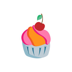 Delicious cupcake with cherry