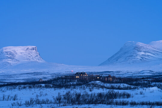 Dusk at the famous Lapporten (gate to Lapland) and Abisko in winter.