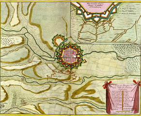 Antique map of Landau, Germany originally published in 17th century