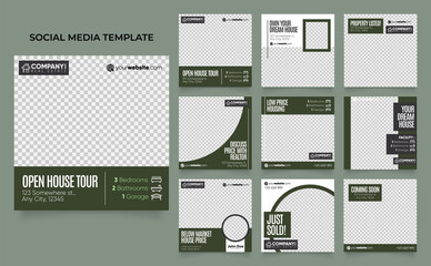 social media template banner real estate property and house sale promotion. fully editable instagram and facebook square post frame puzzle organic sale poster