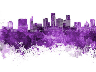 St. Paul skyline in watercolor background