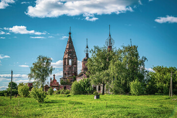landscape, an old abandoned Orthodox church
