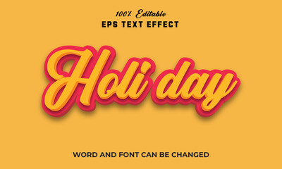 Holi day Editable 3d text Effect Style,